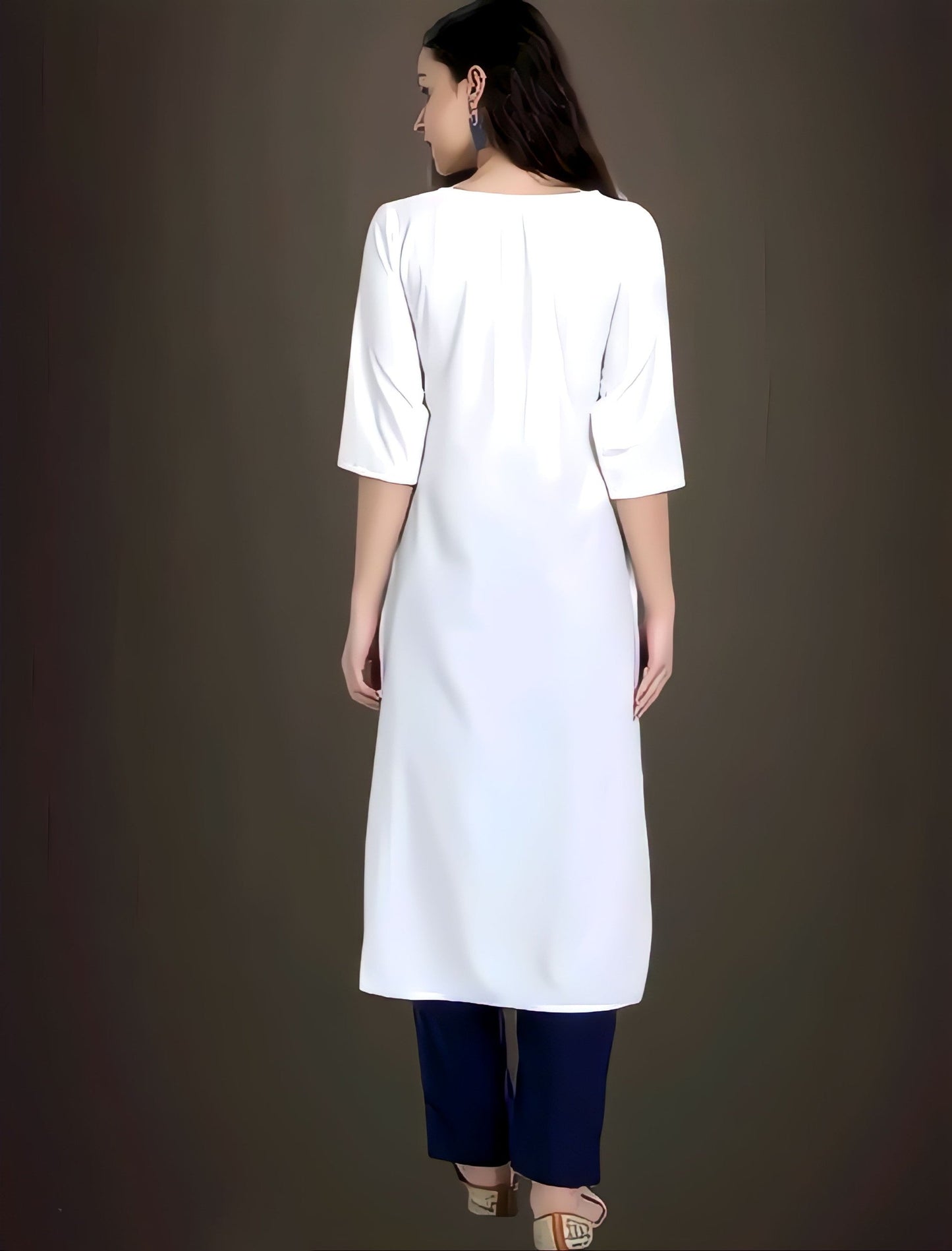 Chic White American Crepe Kurti 👗