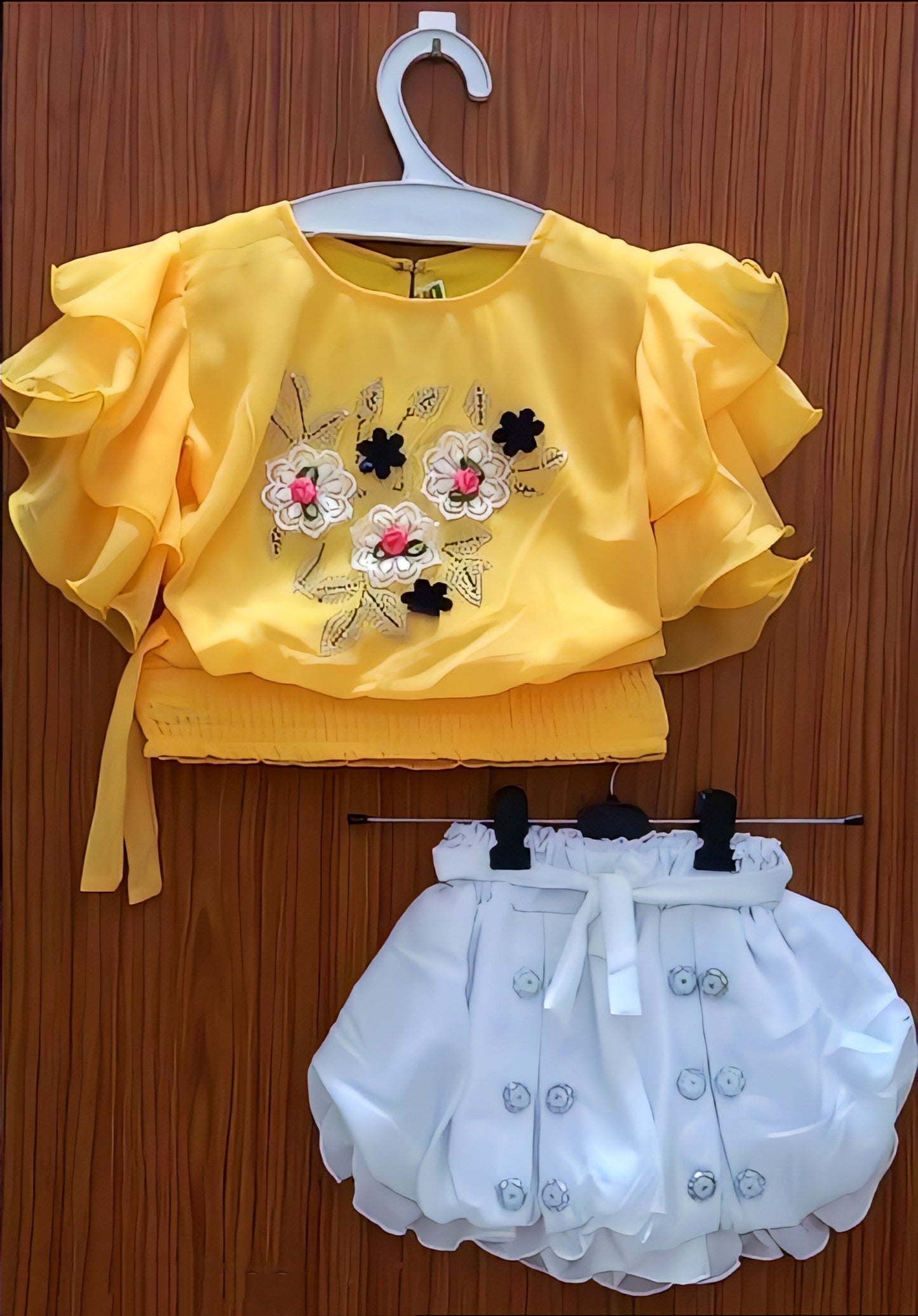 Chiffon Crop Top and Ballon Shorts For Baby Girls